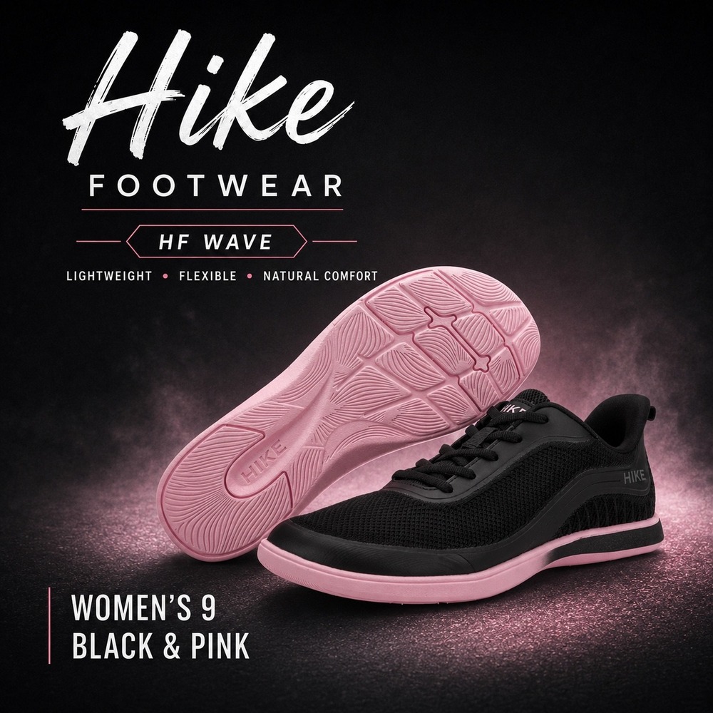 Hike Footwear HF Wave Womens 9 Black Pink Minimalist Barefoot Walking Shoes